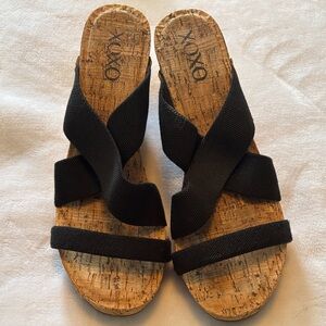 XOXO Black Cork Sandals